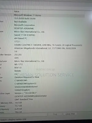 Laptop MSI MSI Sword 17 16GB Intel Core i7 SSD 1T
