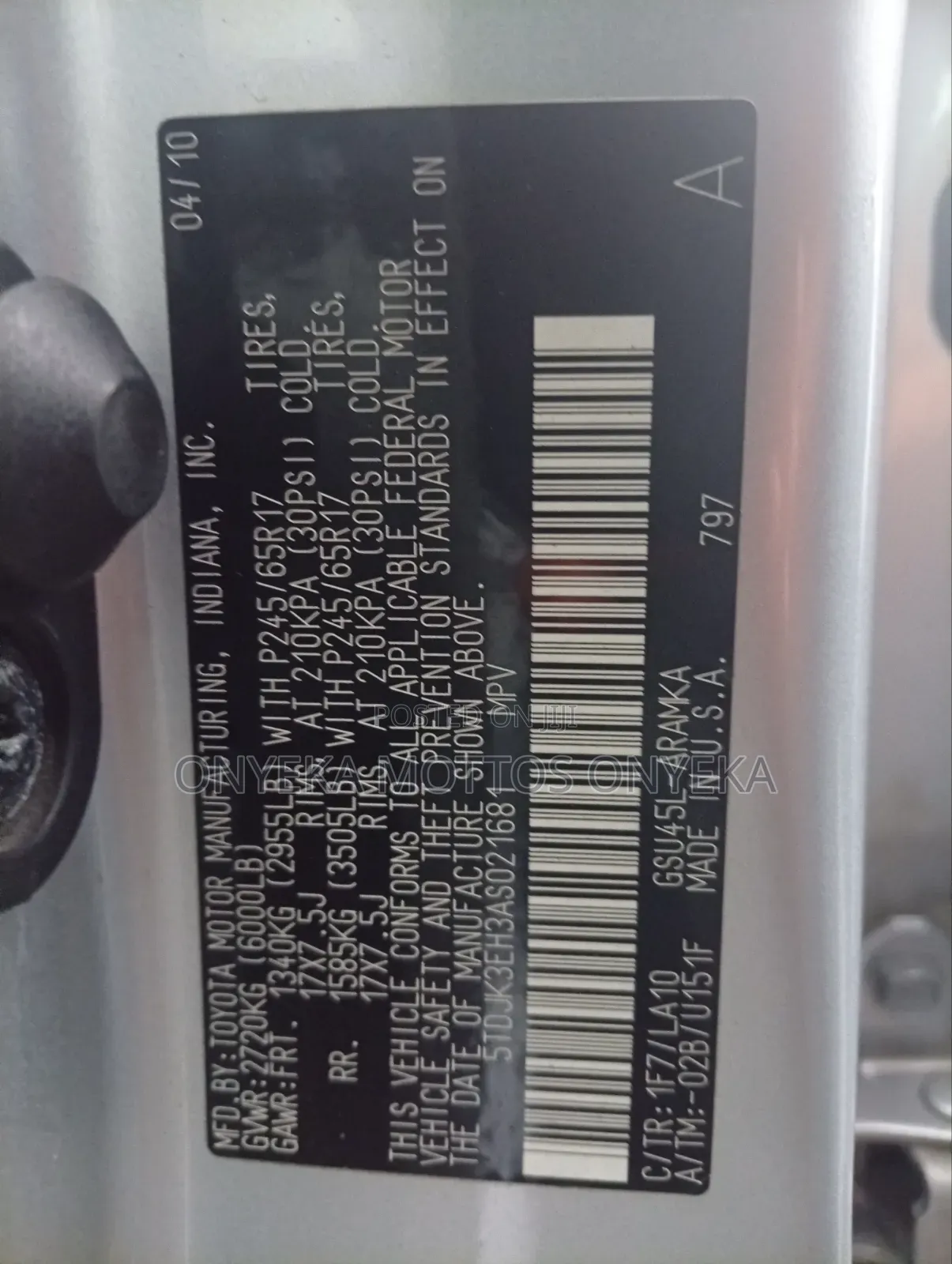 Toyota Highlander Base 2010 Silver