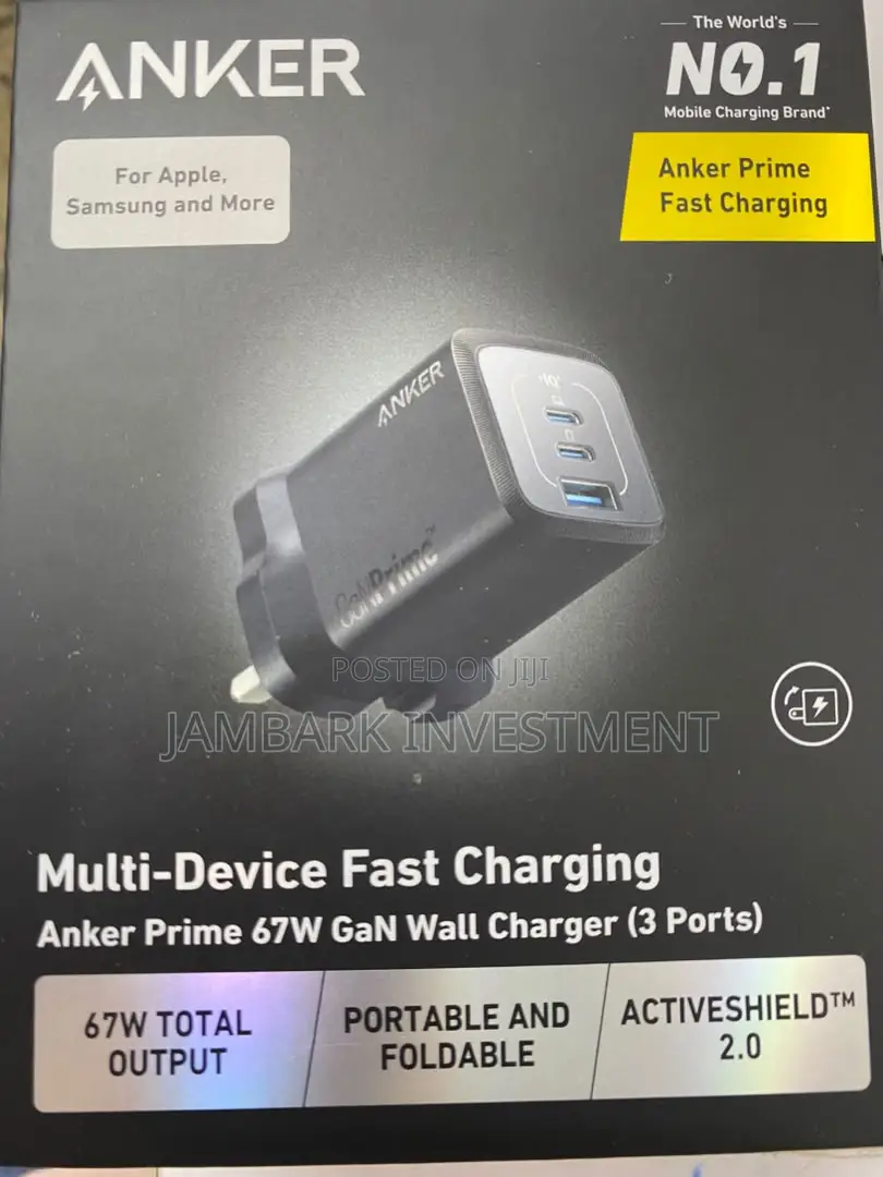 ANKER Prime 3-Port 67 W GaN USB Type-C Fast Charger
