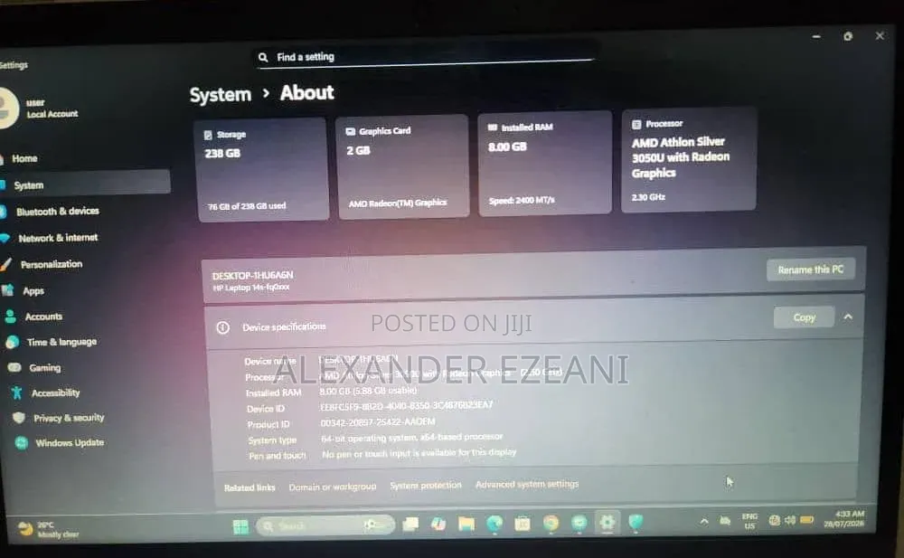 Laptop HP 14S 8GB AMD SSD 256GB
