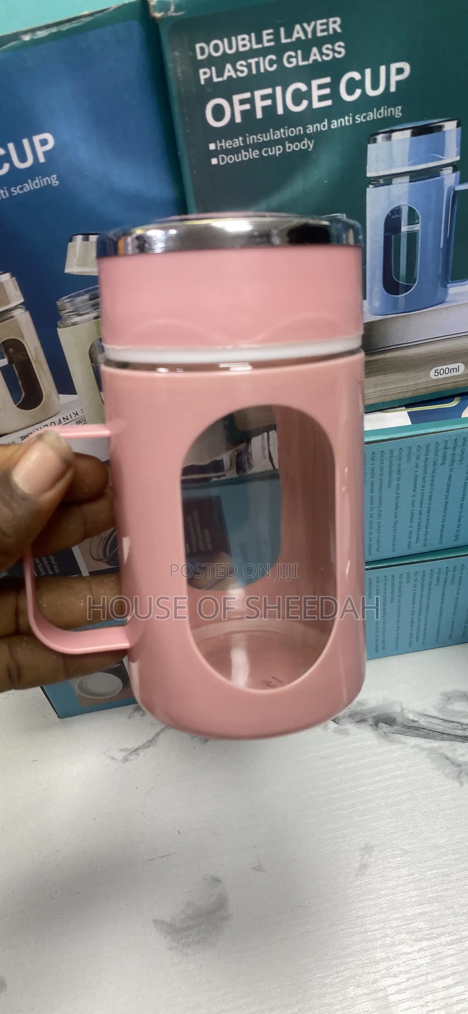 500ml Double Layer Plastic Glass Office Cup