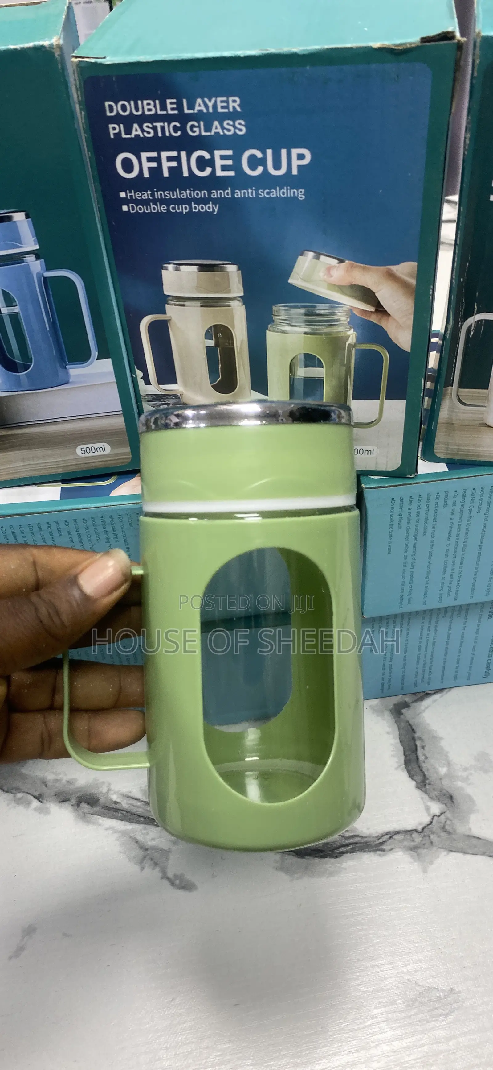 500ml Double Layer Plastic Glass Office Cup