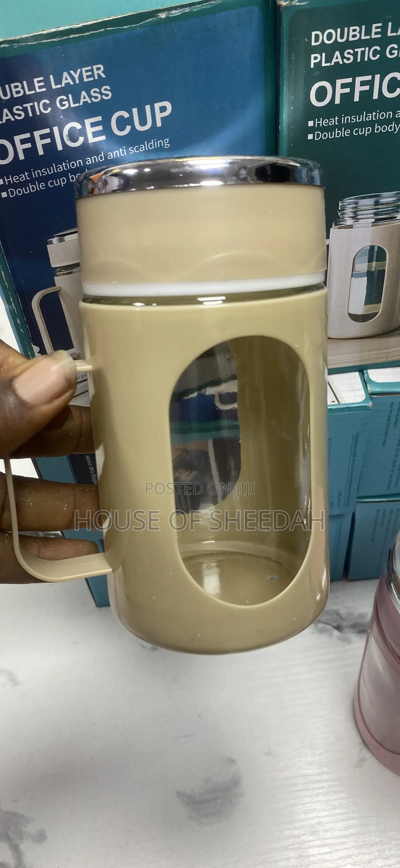 500ml Double Layer Plastic Glass Office Cup