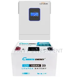1.3kWH Lithium LiFePO4 Battery 100Ah and 1.2kva Luxsun Hybrid Inverter