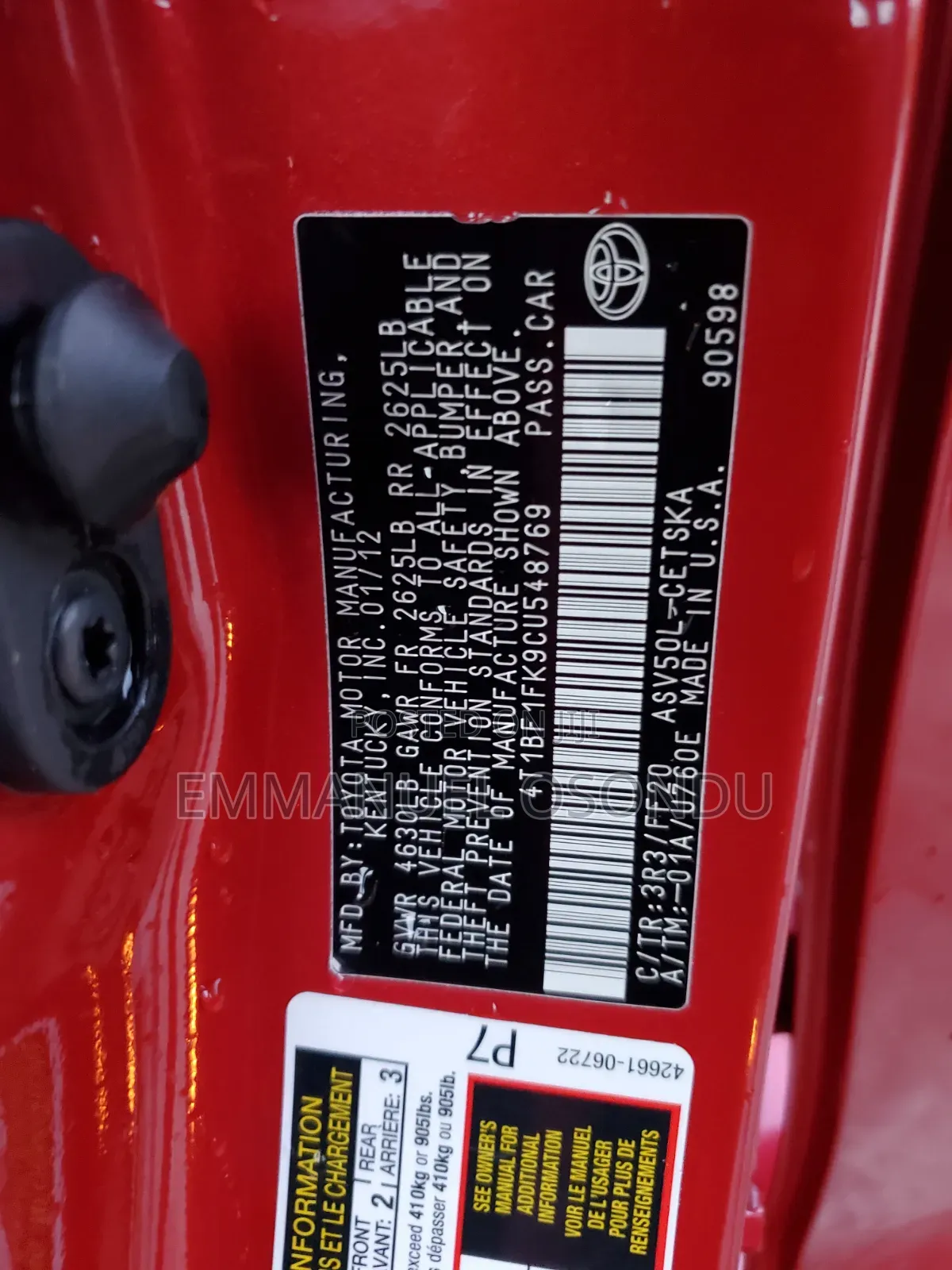 Toyota Camry 2012 Red