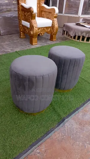 Luxury Grey Velvet Round Stools