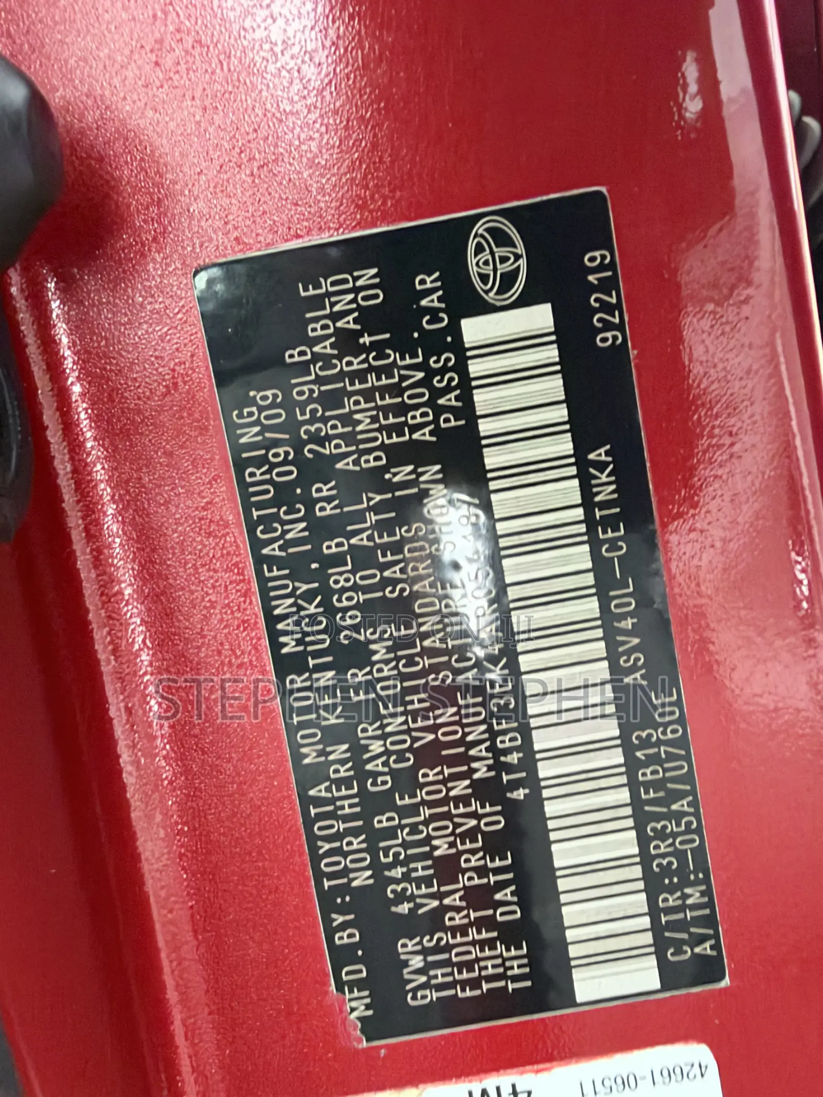 Toyota Camry 2010 Red