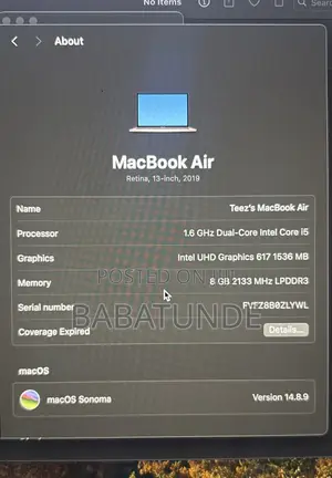 Laptop Apple MacBook Pro 2019 8GB Intel Core i5 HDD+SSD 128GB