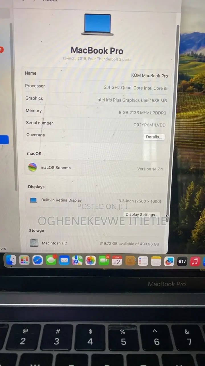 Laptop Apple MacBook Pro 2019 8GB Intel Core i5 SSD 500GB