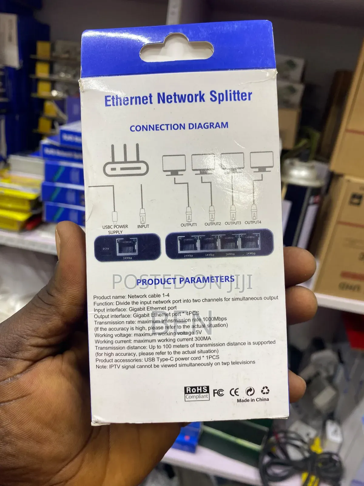 Rj45 Network Splitter Adapter 1to4 100/1000Mbps
