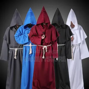 Halloween Wizard Cosplay Medieval Monk Hooded Robe Costume