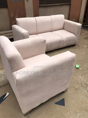 Cream Color Fabric Three Seater and Single Seater Sofa