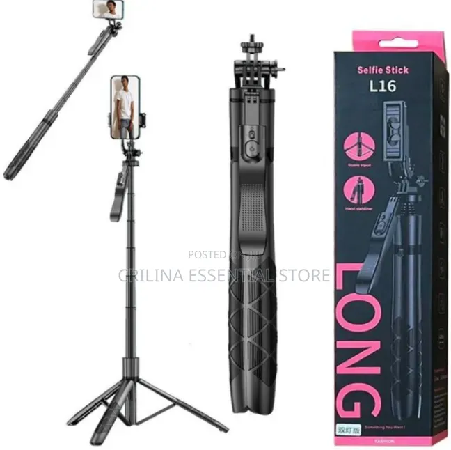 L16 Long Selfie Stick Tripod With a Bluetooth Remote & Hand Stabilizer