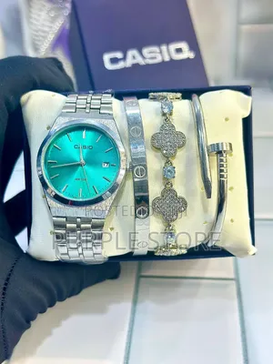 Casio Ladies Steel Watch and Bracelets Set