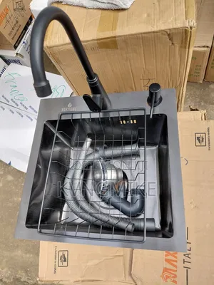 40x40 Black Handmade Imported Kitchen Sink With Black Cold Tap