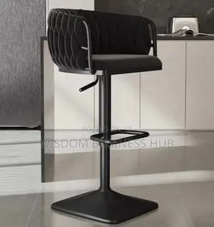 Matte Black Woven Velvet Bar Stool
