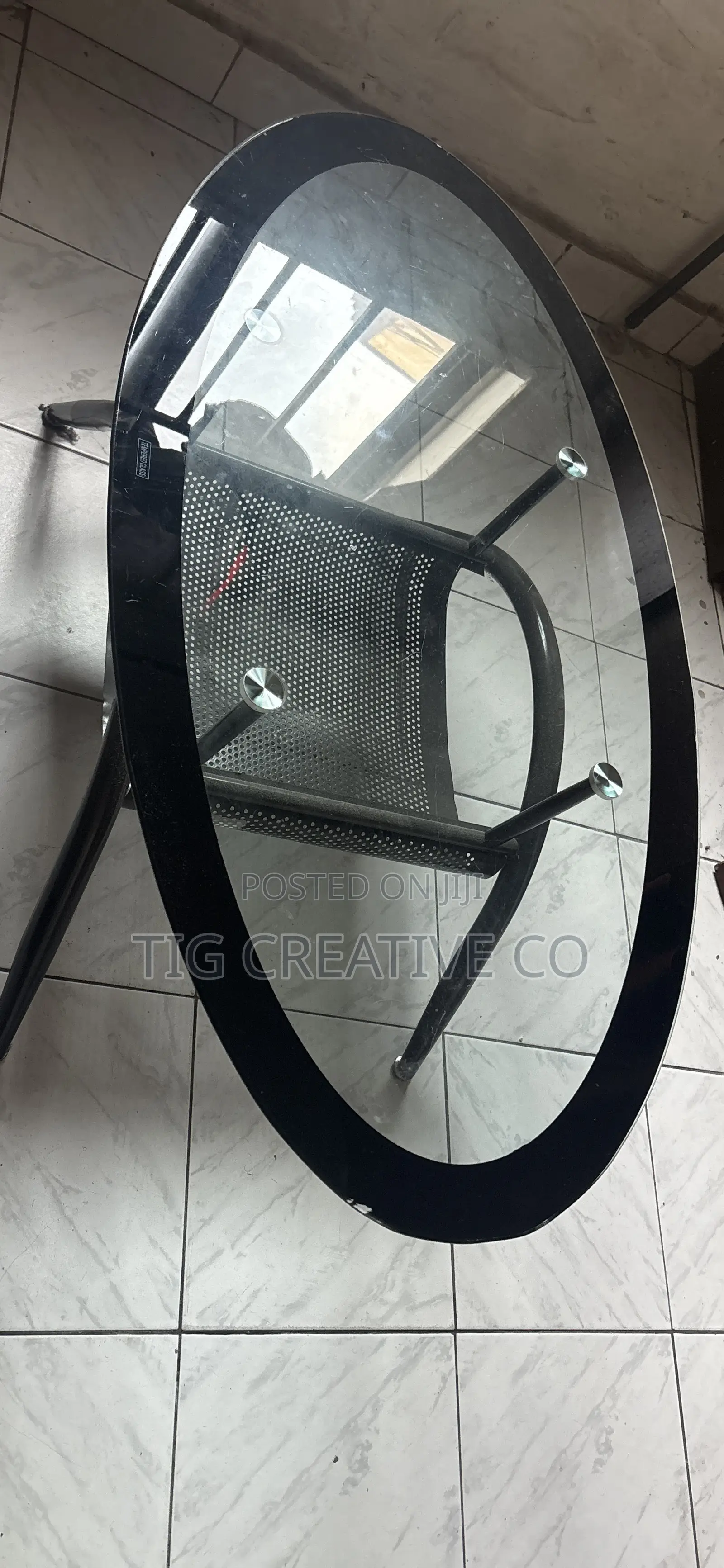 Oval Tempered Glass Coffee Table