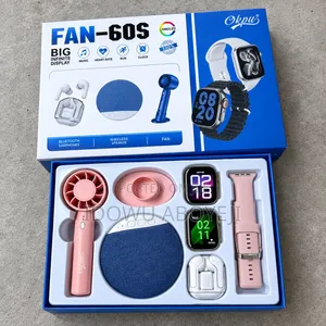 A Combination of 2 Smartwatch Eadphones Fan and Speaker