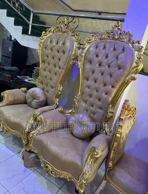 Luxury Gold Royal High-Back Throne Chairs (Couple Set)