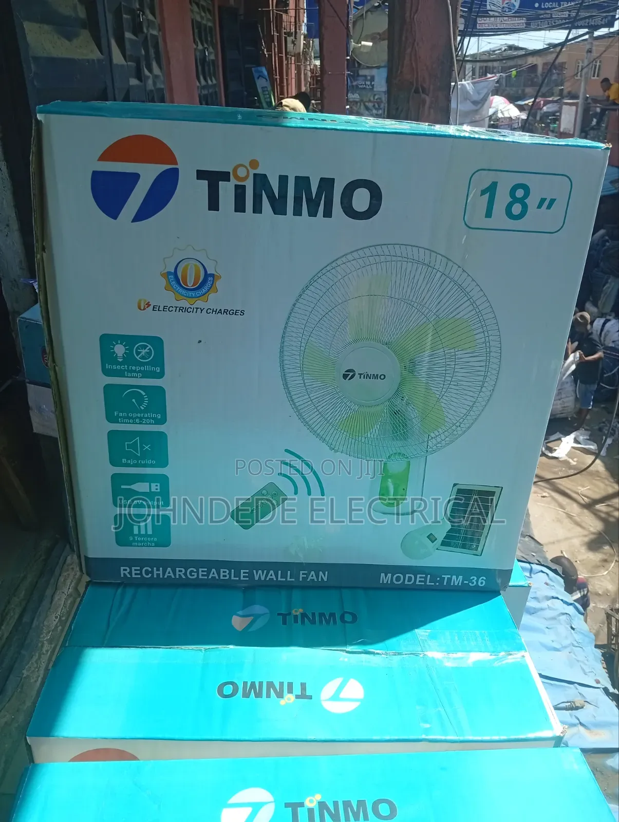 Solar Rechargeable Wall Fan With Remote Control Tinmo