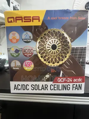 QASA 24-Inch AC/DC Solar Ceiling Fan With Remote Control