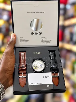 TOMI Luxury Quartz Wristwatch With 2 Interchangeable Straps – Gift Set