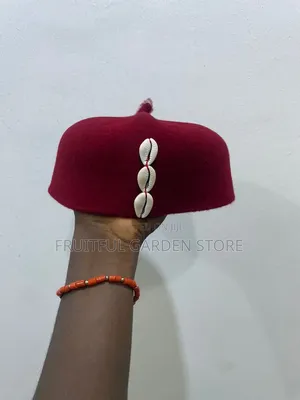 Igbo Chieftaincy Red Cap With Cowrie Shells