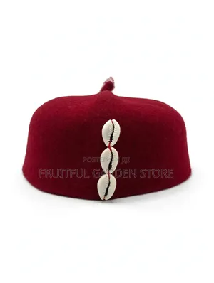 Igbo Chieftaincy Red Cap With Cowrie Shells