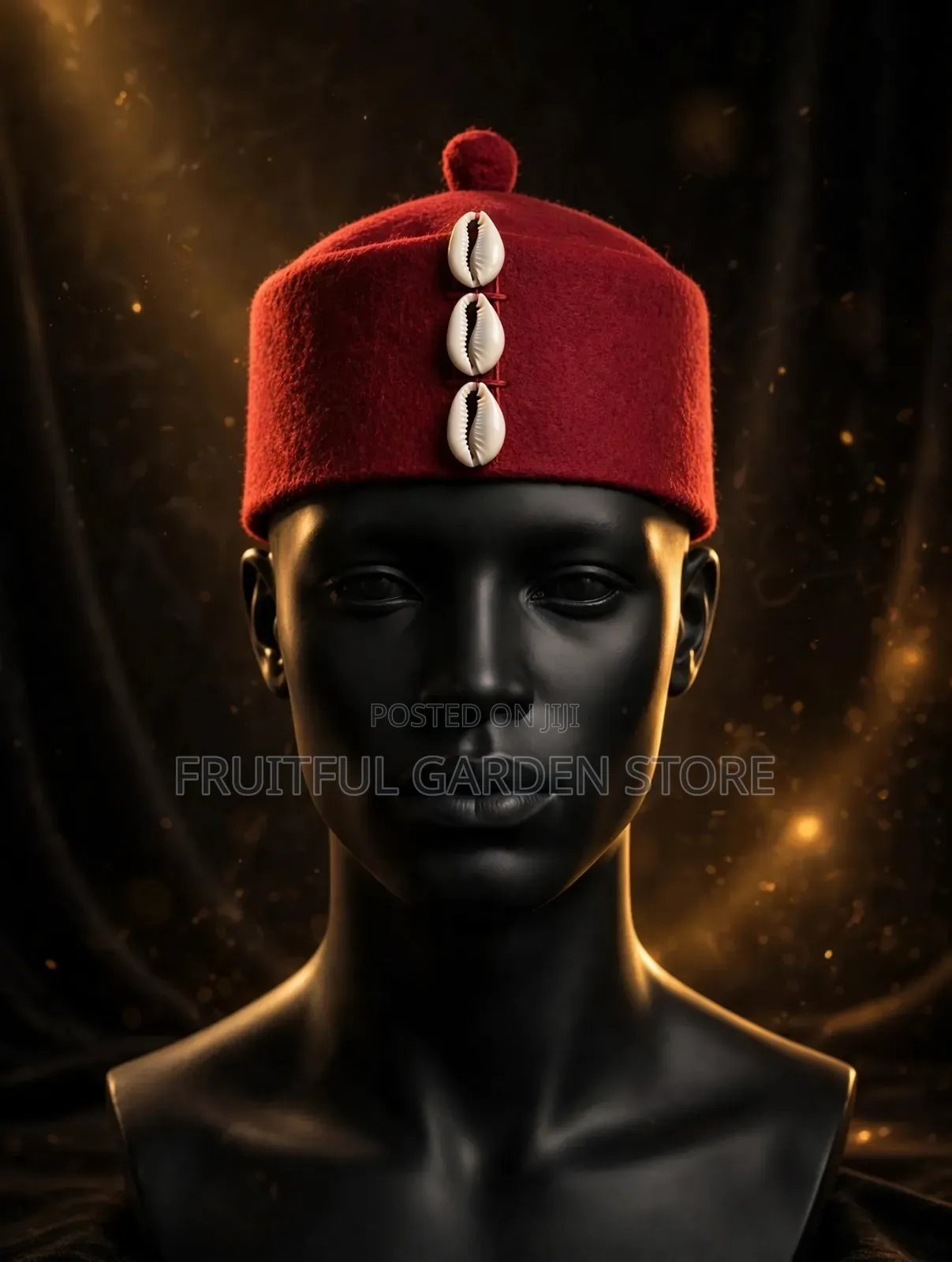 Igbo Chieftaincy Red Cap With Cowrie Shells