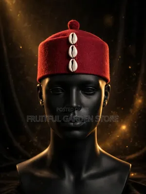 Igbo Chieftaincy Red Cap With Cowrie Shells