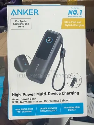 Anker 25k 165w Power Bank With Inbuilt and Retractable Cable