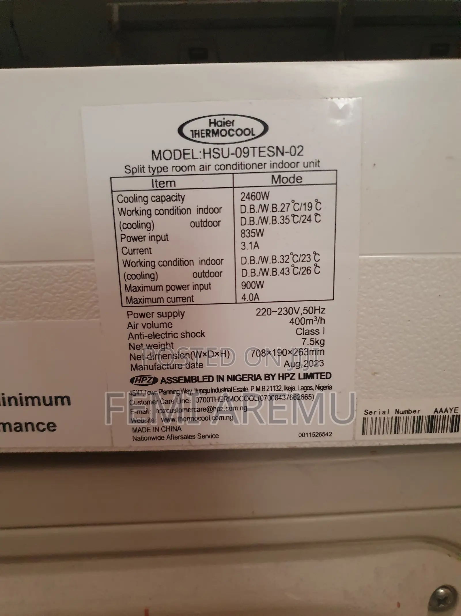 Haier Thermocool 1hp AC