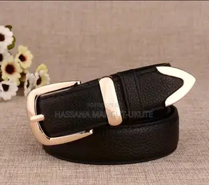 Unique Women’s Black Belt With Gold Buckle