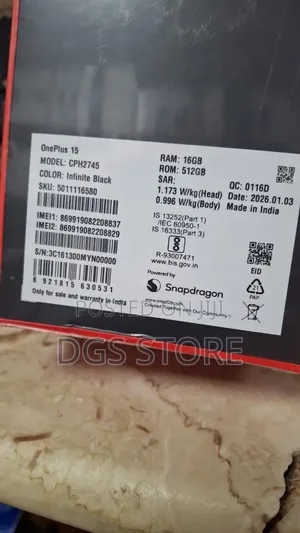 New OnePlus 15 512 GB Black