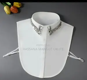 White Faux Collar With Emblished Design