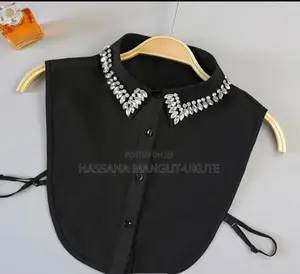 Black Faux Collar With Emblished Design