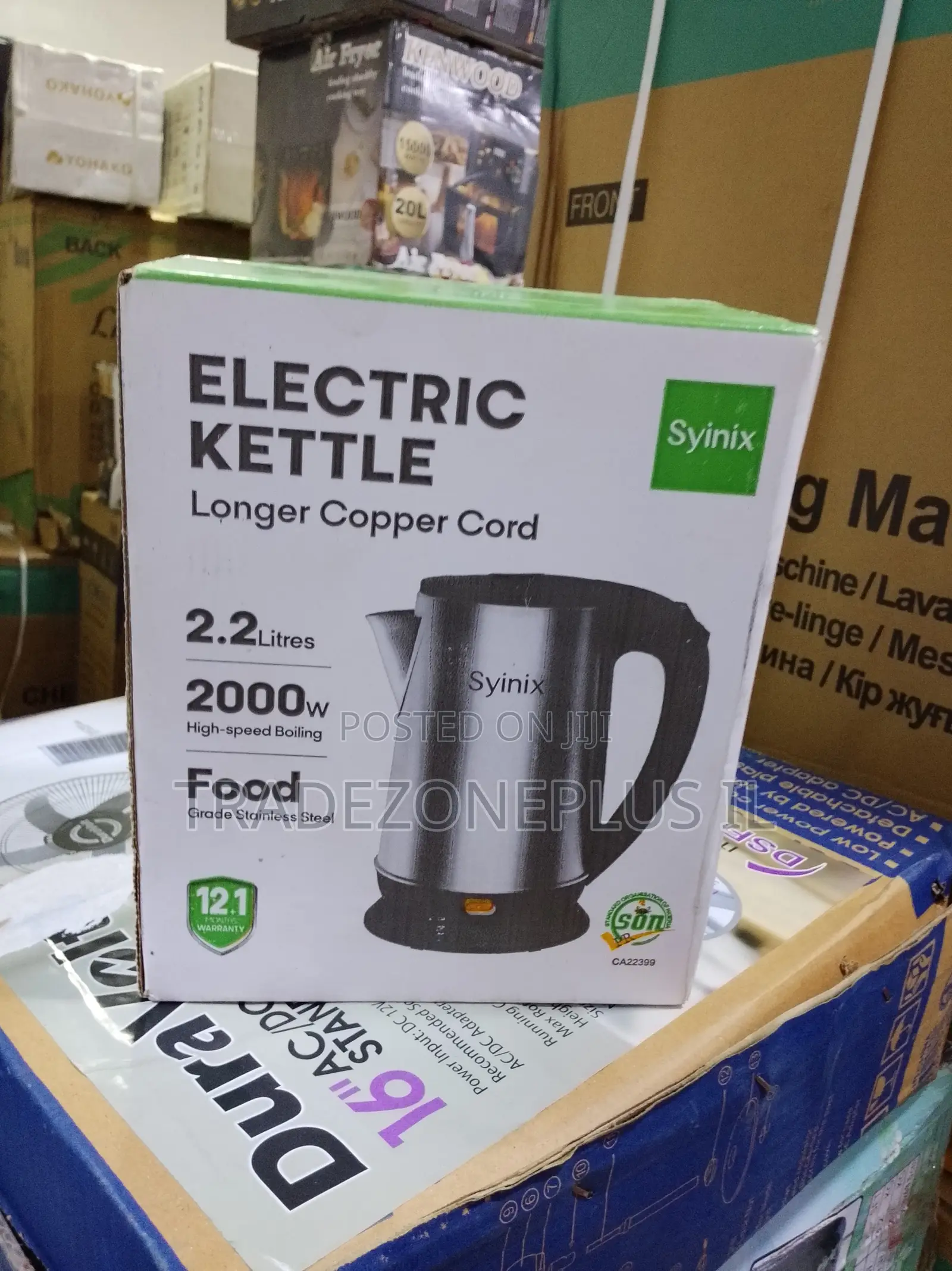 Synix 2.2L Electric Kettle 2000W With Long Copper Cord