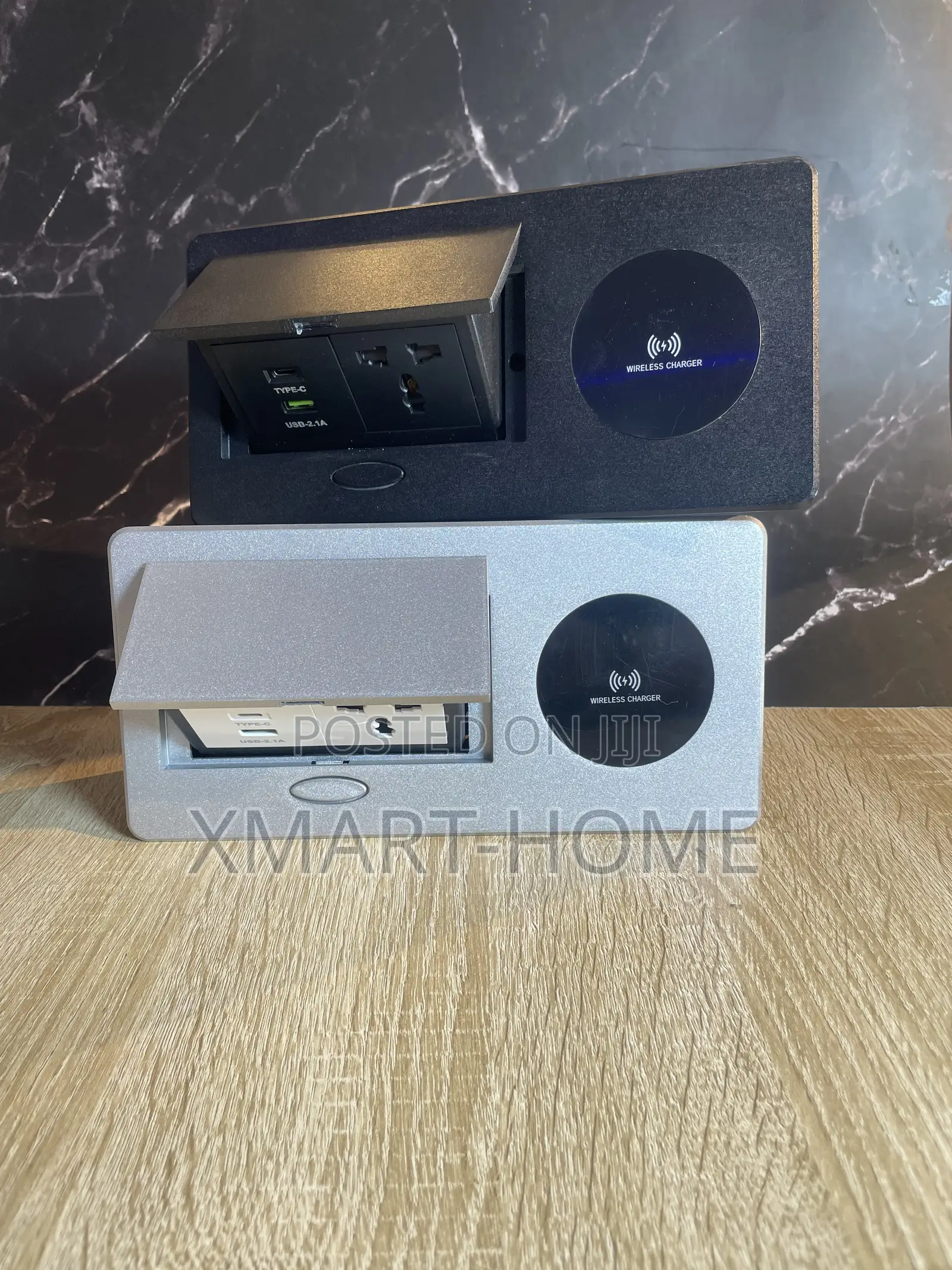 Wireless Socket 3hole +USB (Black & Silver)