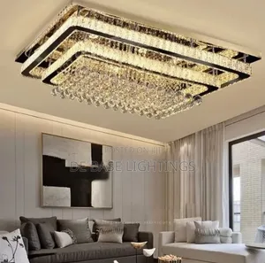 Luxury Rectangular Crystal LED Flush Mount Chandelier Ceiling Light