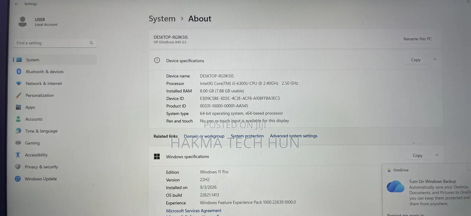 Laptop HP EliteBook 840 G3 8GB Intel Core i5 SSD 256GB