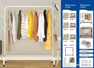 Multipurpose Single Rod Clothes Hanger Rack With Wheels