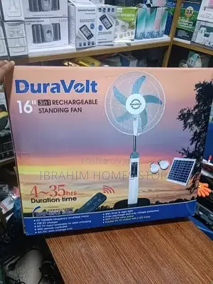 Dura Volt Rechargeable Standing Fan With Panel and 2 Bulb