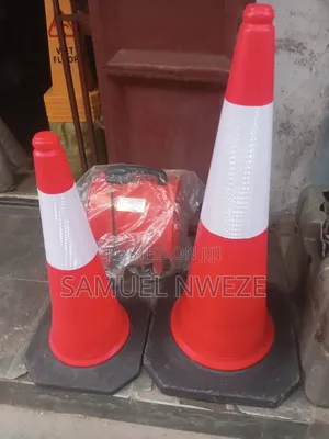 Reflective Traffic Safety Cone With a Black Heavy-Duty Rubber Or