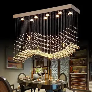 Luxury Crystal Wave Chandelier – Modern Dining Room Light