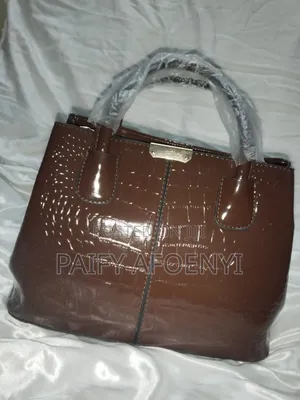 Chocolate Brown Crocodile Embossed Tote