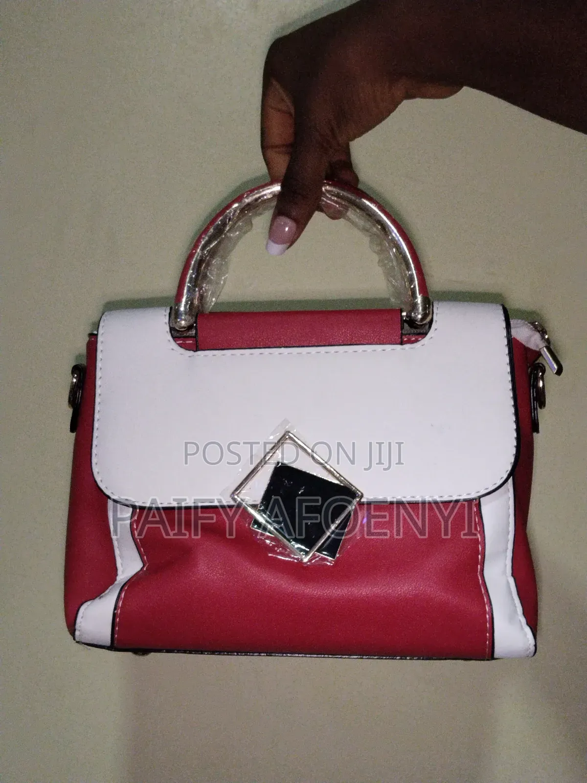 Red & White Colour Block Handbag