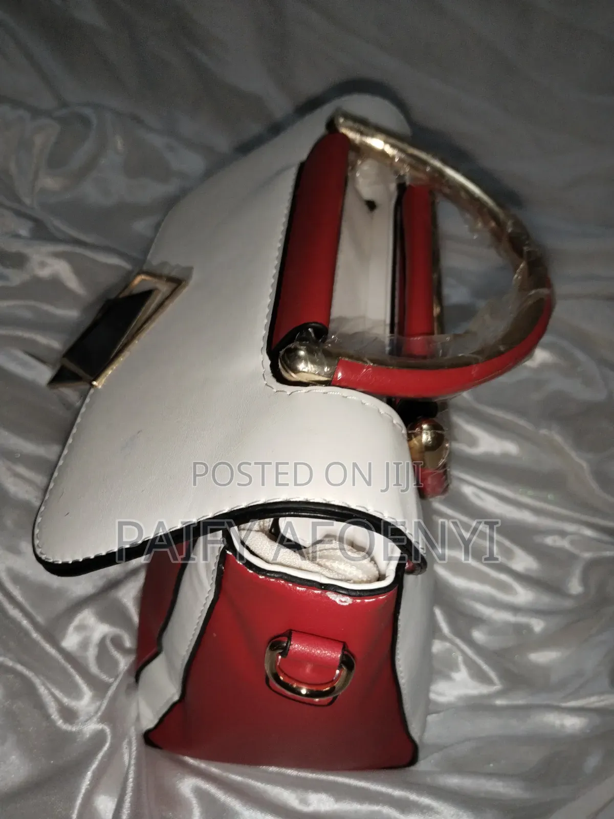 Red & White Colour Block Handbag