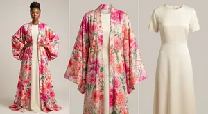 Elegant Floral Kimono and Plain Inner Set for Ladies – ₦20,000