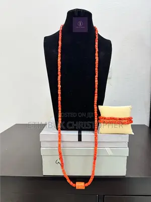 Authentic Traditional Coral Bead Necklace & Wristband Set for Men