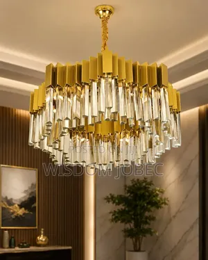 Modern Gold and Crystal Round Chandelier